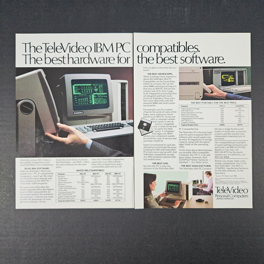 1984 IBM TeleVideo PC Vintage‎ Print Ad International Business Machines Computer